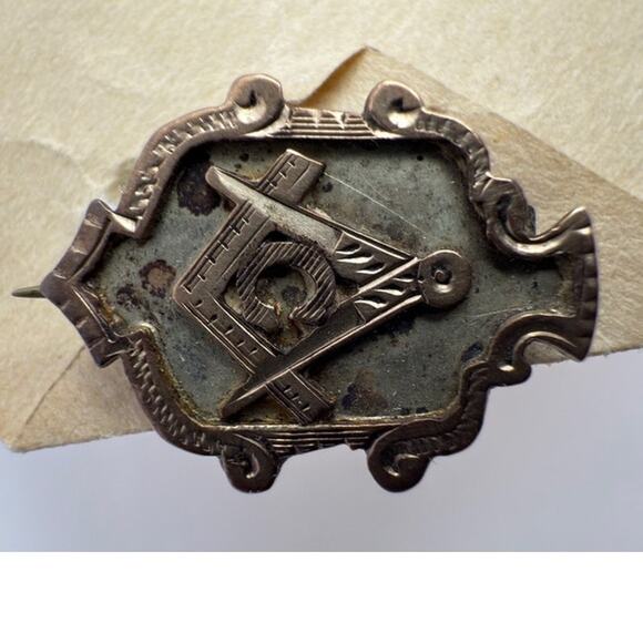Antique 1914 Masonic Pin w/ Letter Provenance Manila Philippines Scottish Rite - Picture 2 of 10